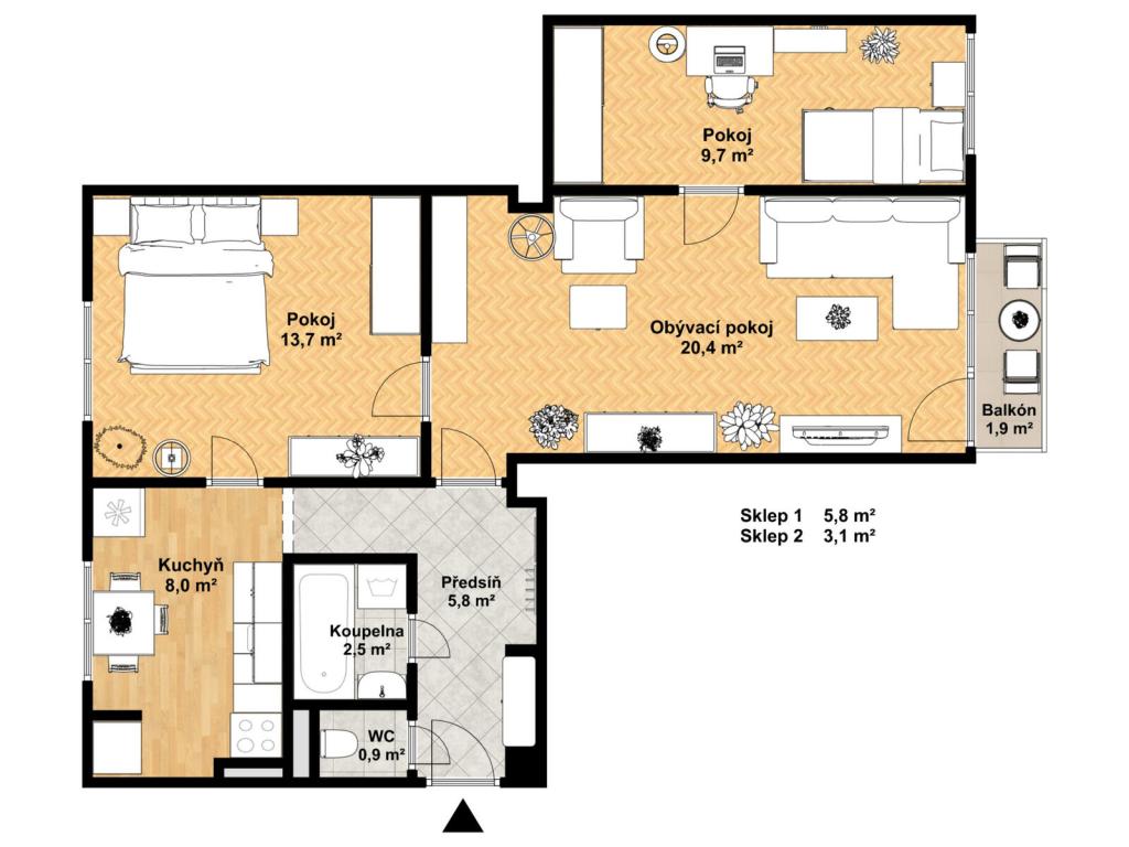 Prodej bytu 3+1 70 m2