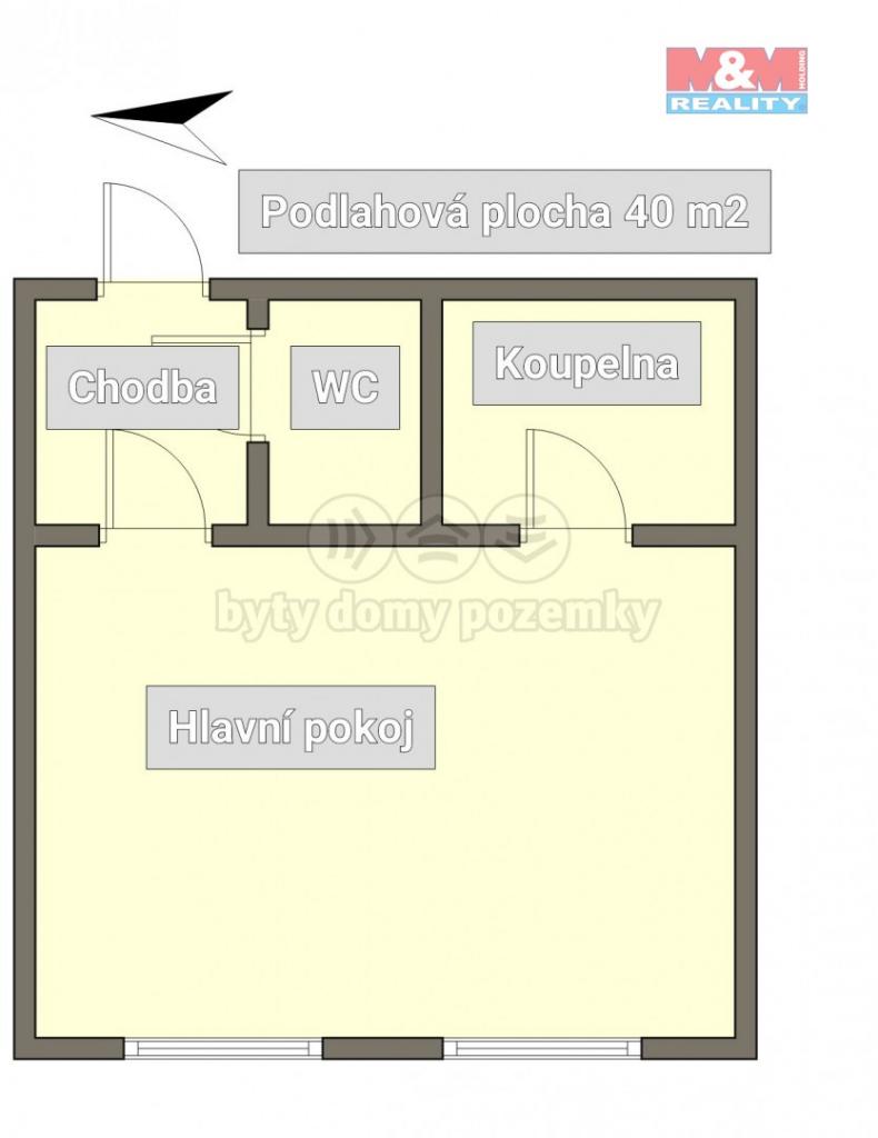 Pronajem bytu 1+kk 40 m2