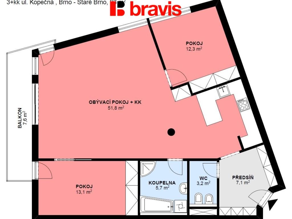 Pronájem bytu 3+kk 93 m2