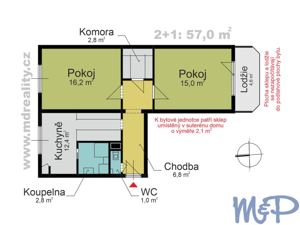 Prodej bytu 2+1 57 m2