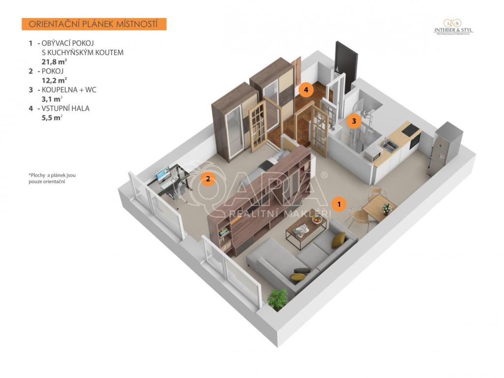 Prodej bytu 2+kk 44 m² – pohled 4