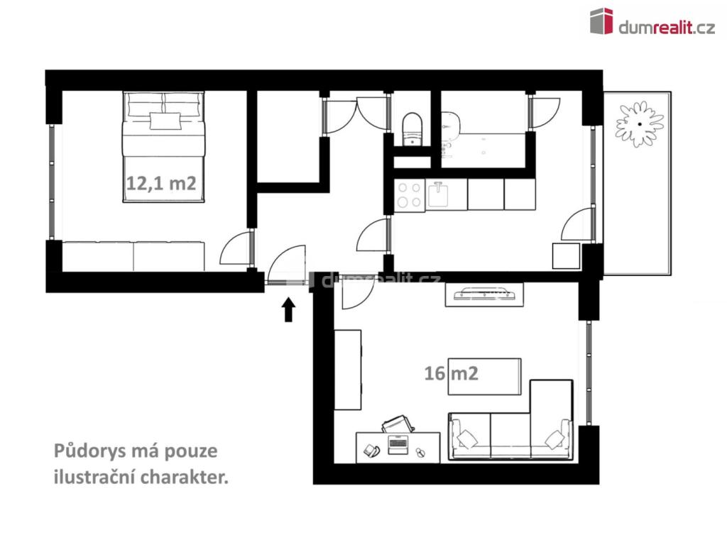 Pronájem bytu 2+1 50 m2