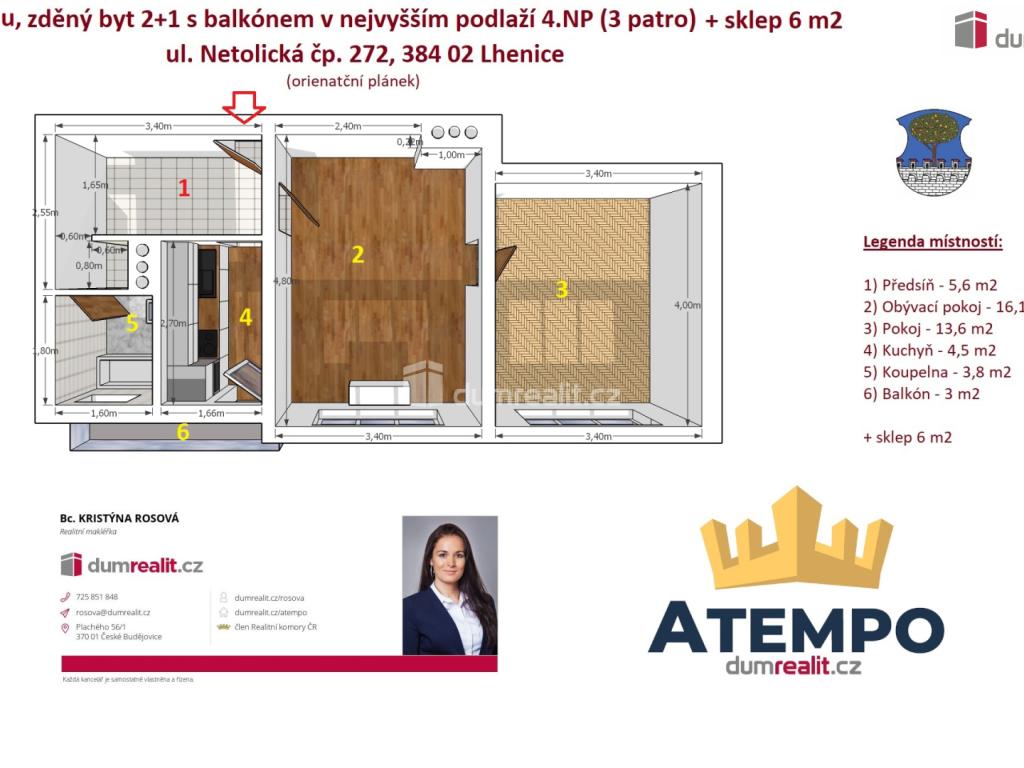 Pronájem bytu 2+1 52 m2