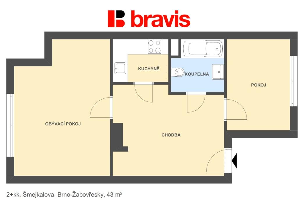 Pronájem bytu 2+kk 43 m2