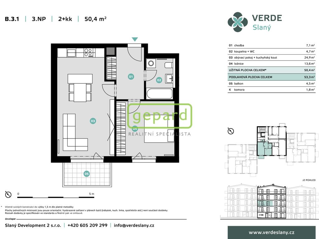 Pronájem bytu 2+kk 50 m2