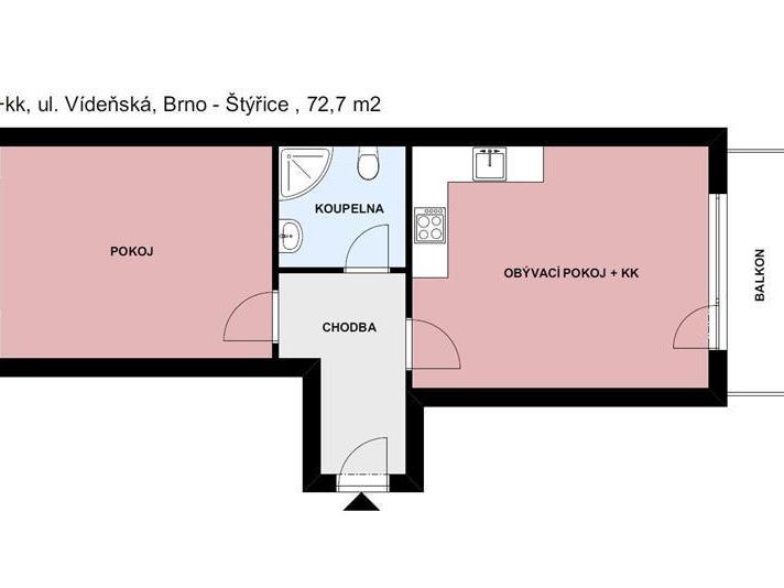 Pronájem bytu 2+kk 62 m2