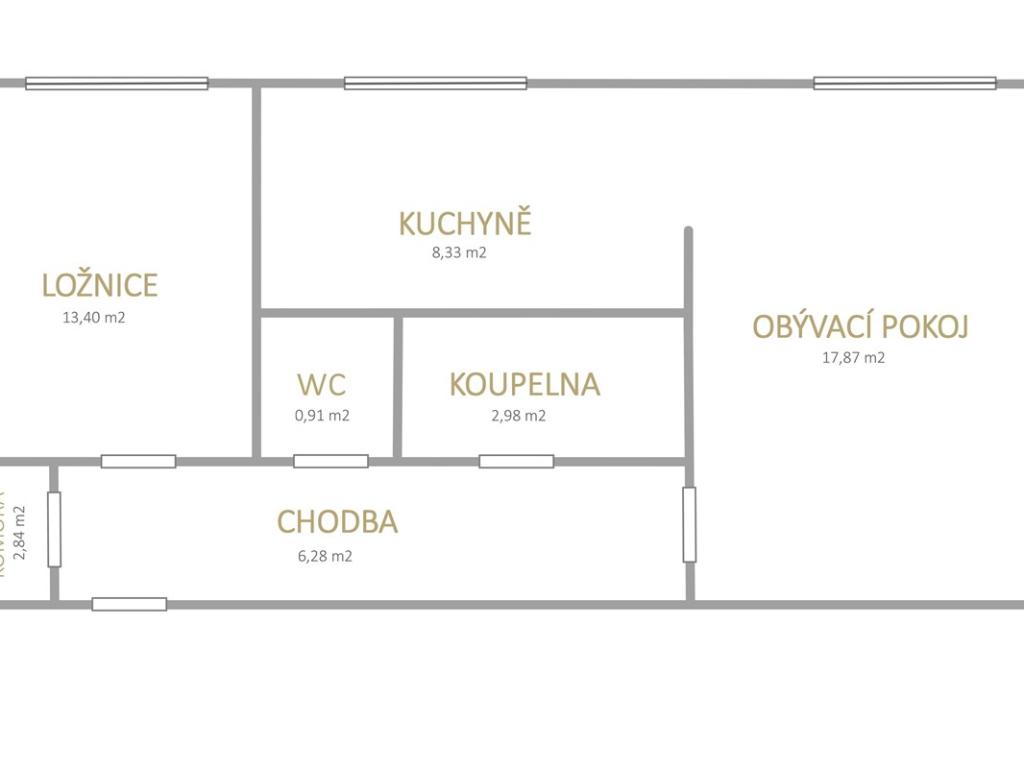 Pronájem bytu 2+1 53 m2