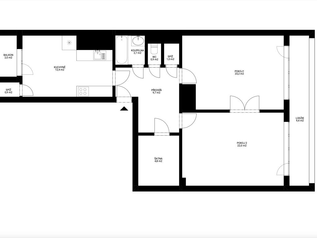 Pronájem bytu 2+1 78 m2