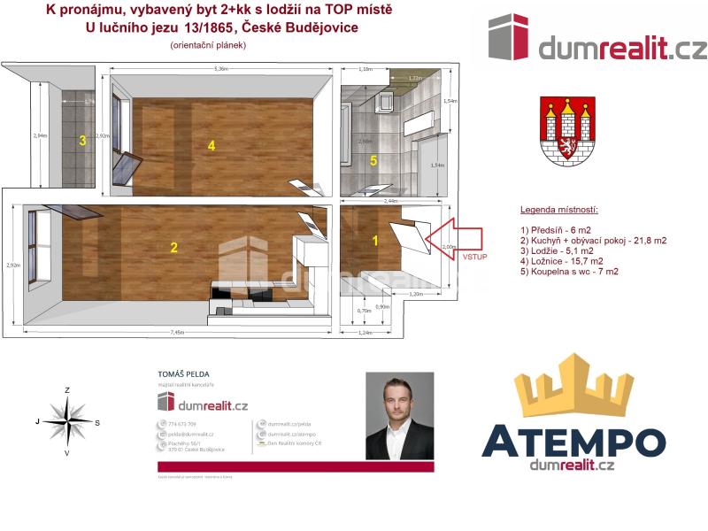 Pronájem bytu 2+kk 55 m2