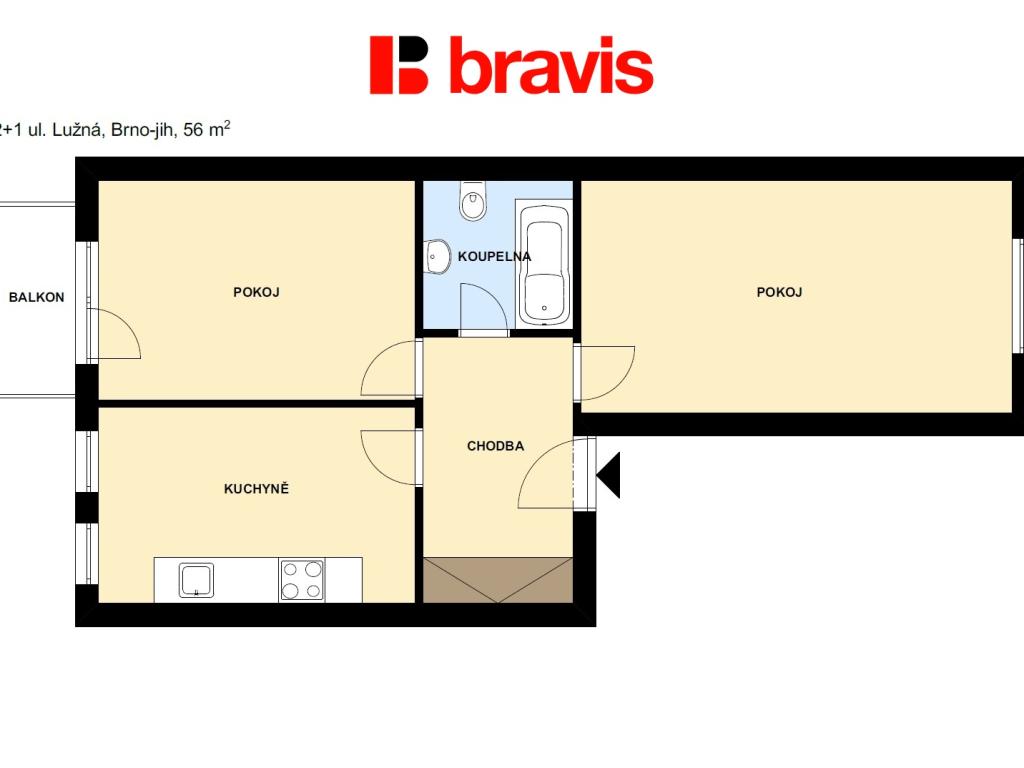 Pronájem bytu 2+1 56 m2