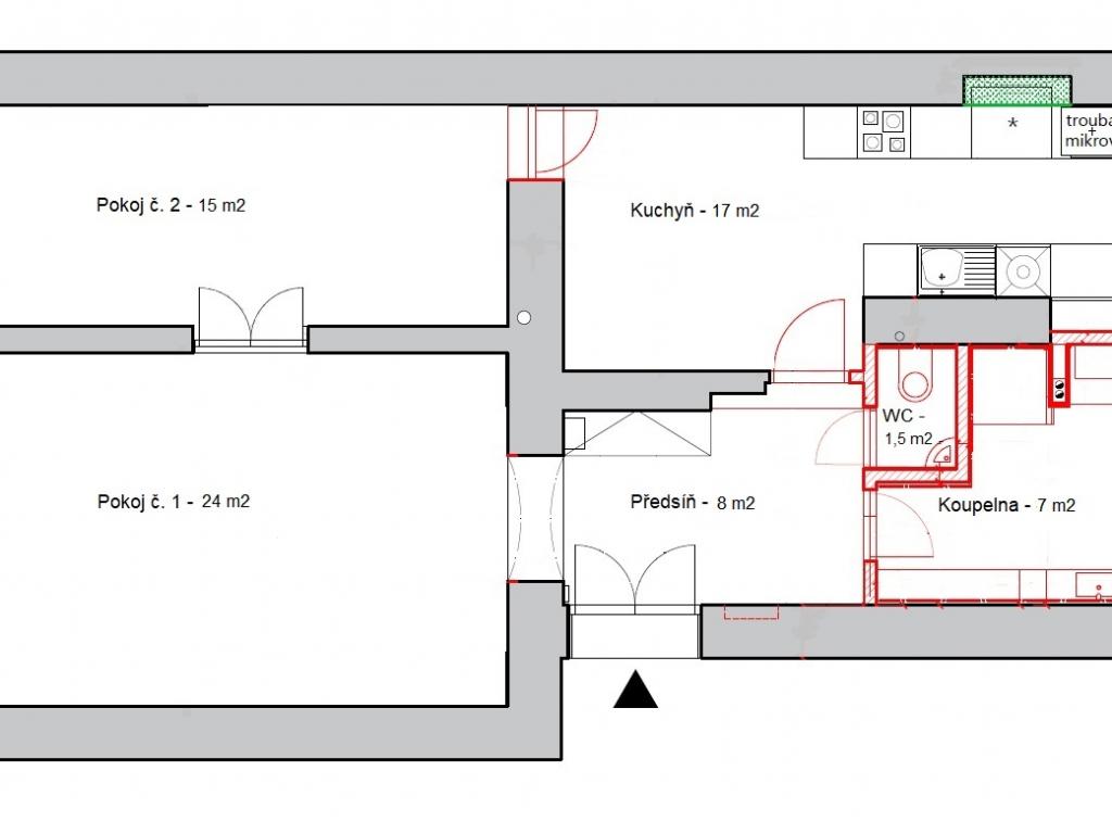 Pronajem bytu 2+1 72 m2
