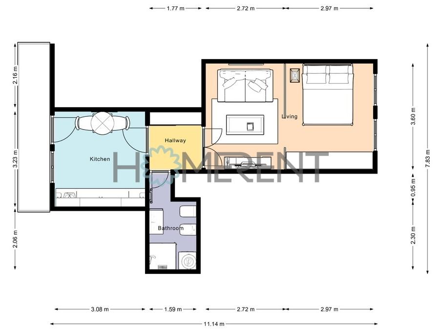 Pronájem bytu 1+1 45 m2