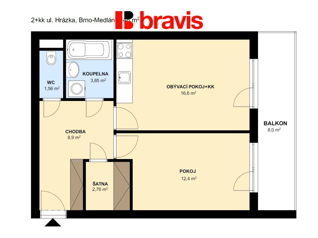 Pronájem bytu 2+kk 46 m2