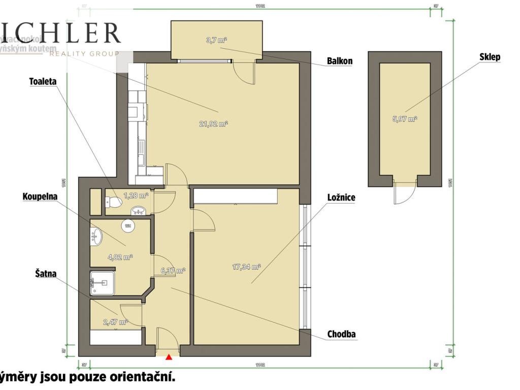 Pronájem bytu 2+kk 63 m2