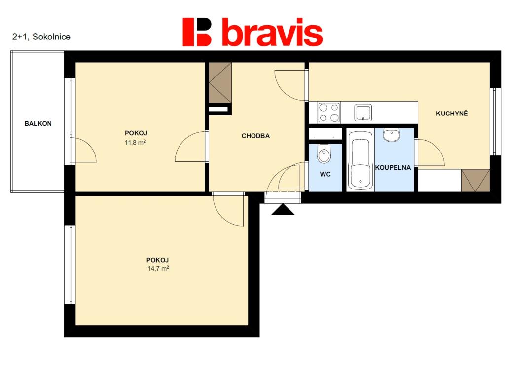 Pronájem bytu 2+1 62 m2