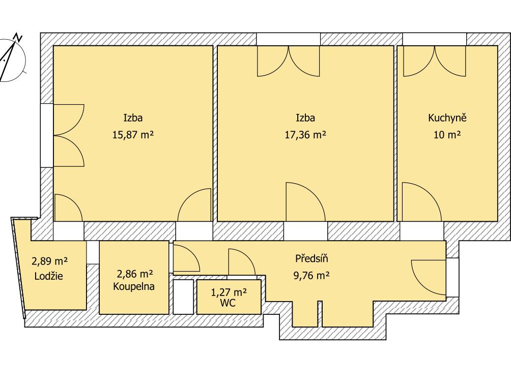 Pronajem bytu 2+1 60 m2