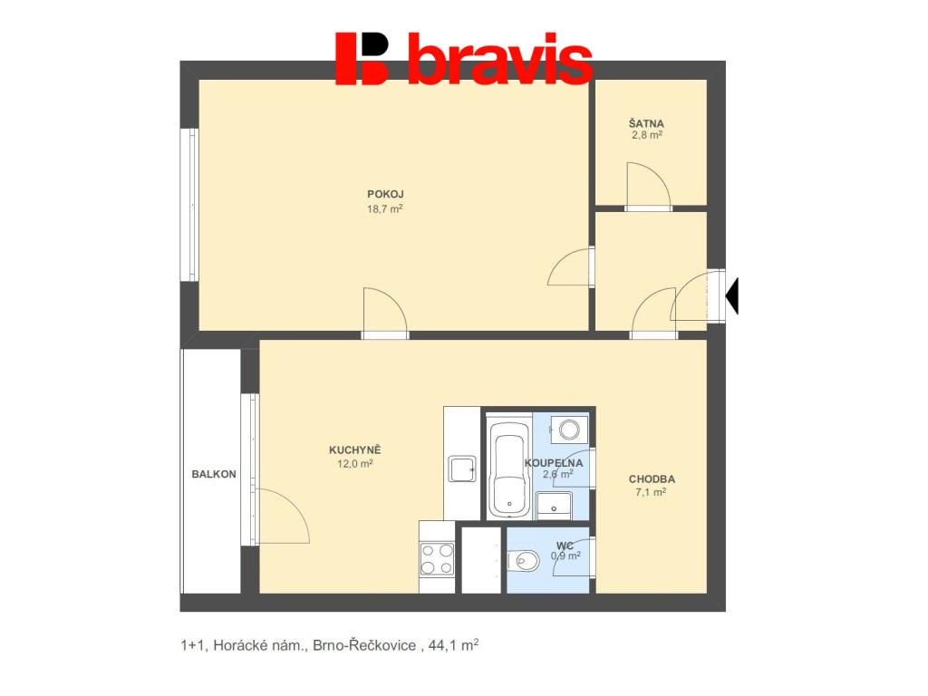 Prodej bytu 1+1 44 m2