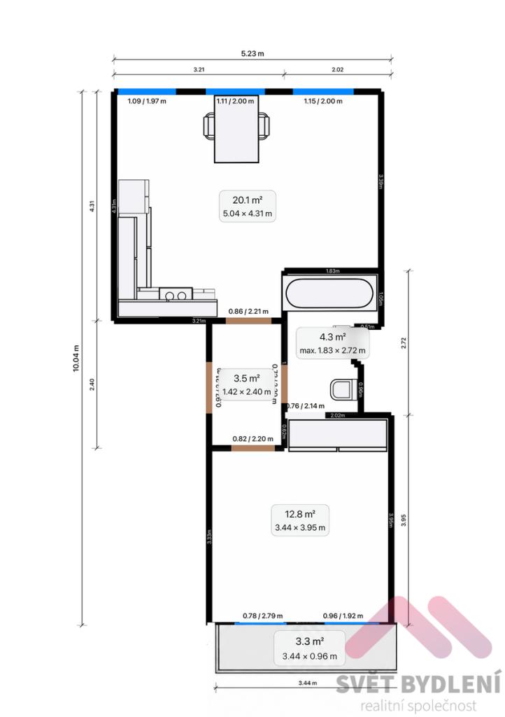 Pronájem bytu 2+kk 44 m2, Praha – náhled fotky 16