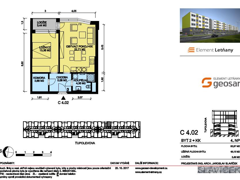Pronajem bytu 2+kk 53 m2