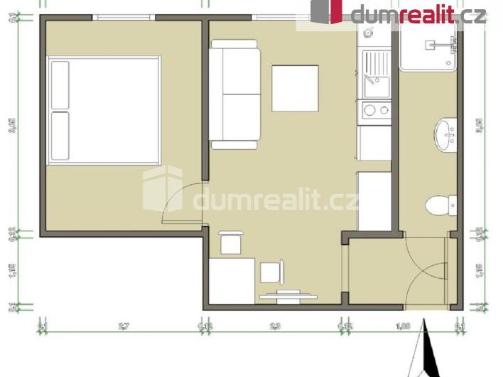 Pronájem bytu 2+kk 30 m2