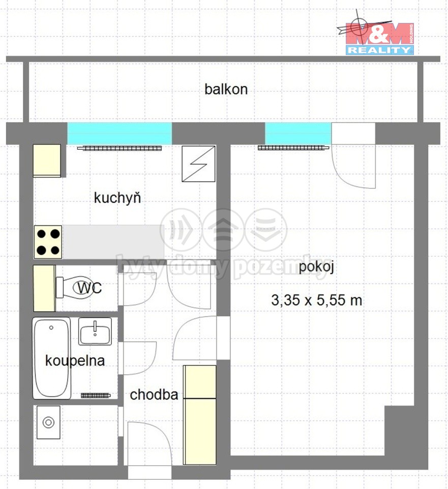 Pronajem bytu 1+1 45 m2