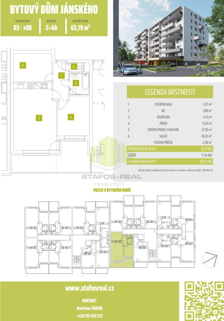 Pronájem bytu 2+kk 59 m2