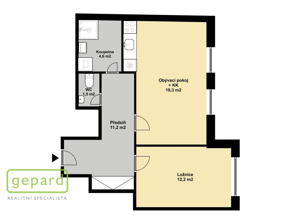 Pronájem bytu 2+kk 50 m2