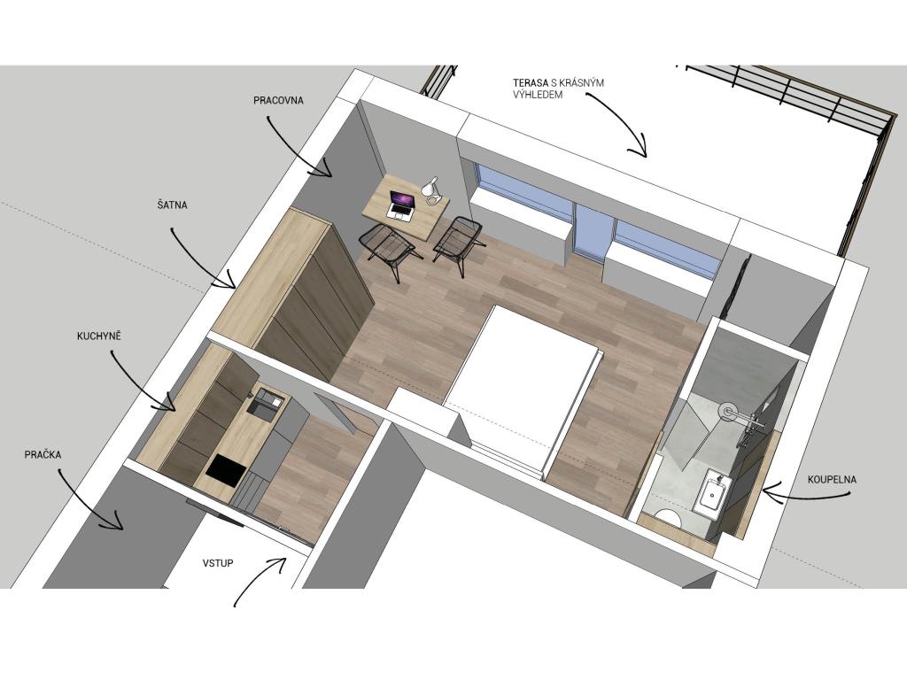 Pronajem bytu 1+kk 38 m2