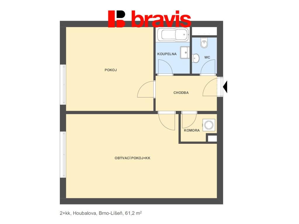 Pronájem bytu 2+kk 61 m2