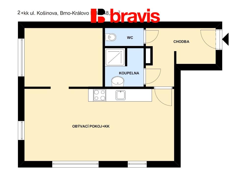 Prodej bytu 2+kk 48 m² – pohled 5