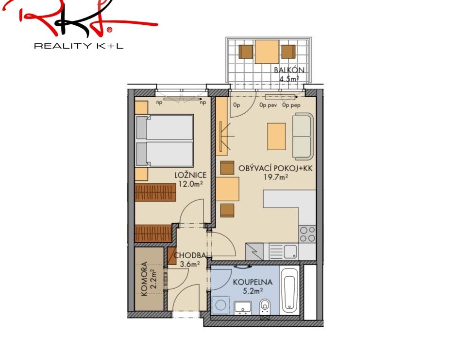 Pronájem bytu 2+kk 45 m2