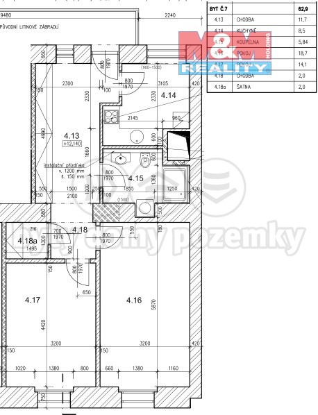 Pronajem bytu 2+1 63 m2