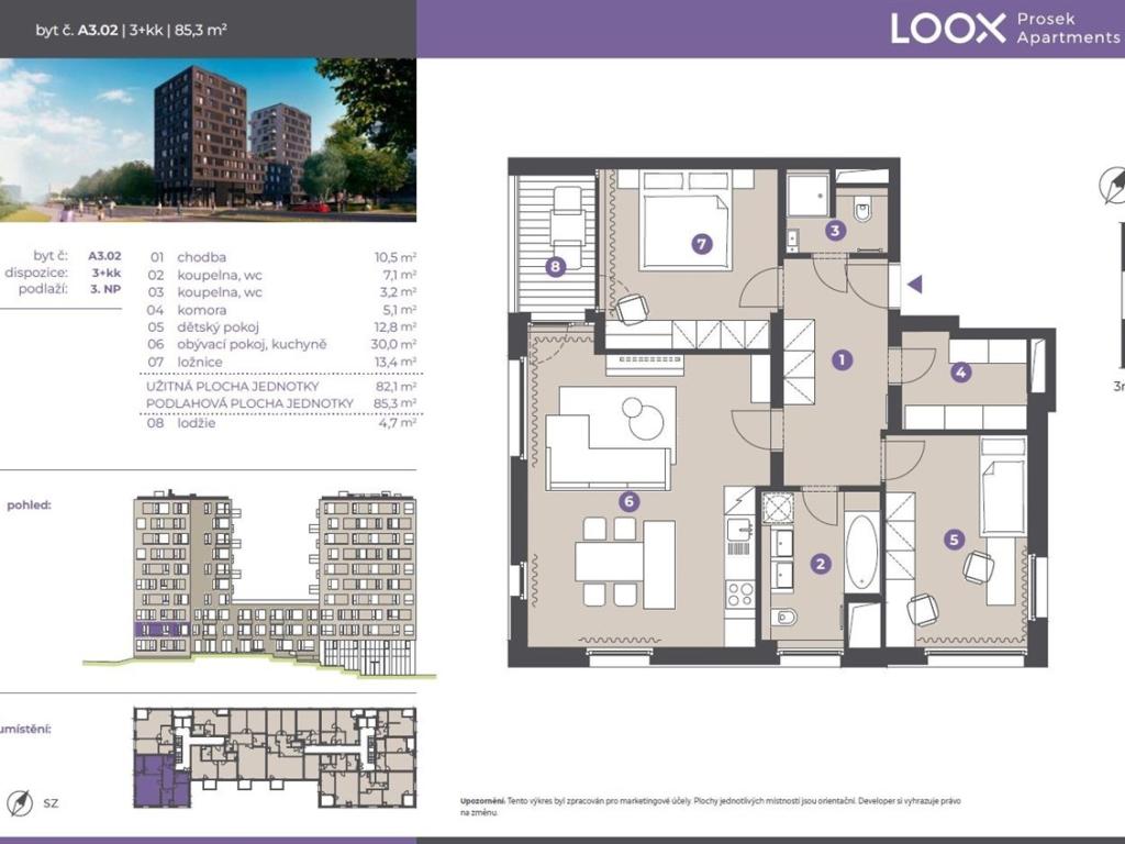 Pronájem bytu 3+kk 82 m2, Praha – náhled fotky 9