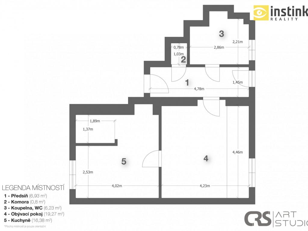 Pronájem bytu 1+1 50 m2