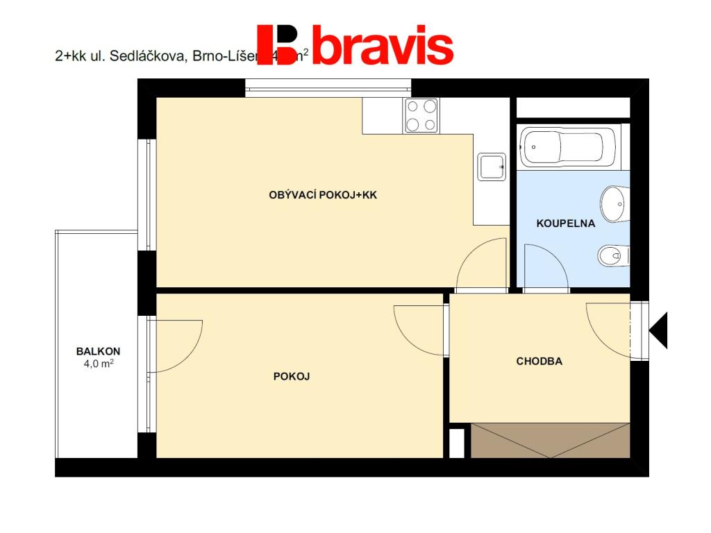 Pronájem bytu 2+kk 46 m2