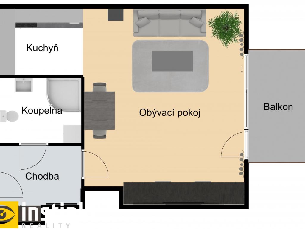 Byt 1+kk – Praha, Uhříněves – pohled 2