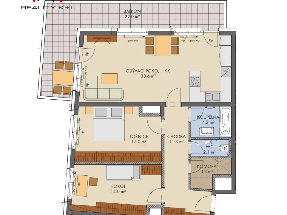 Prodej bytu 3+kk 89 m2