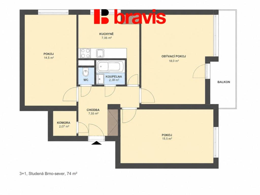 Prodej bytu 3+1 74 m2, Brno – náhled fotky 5