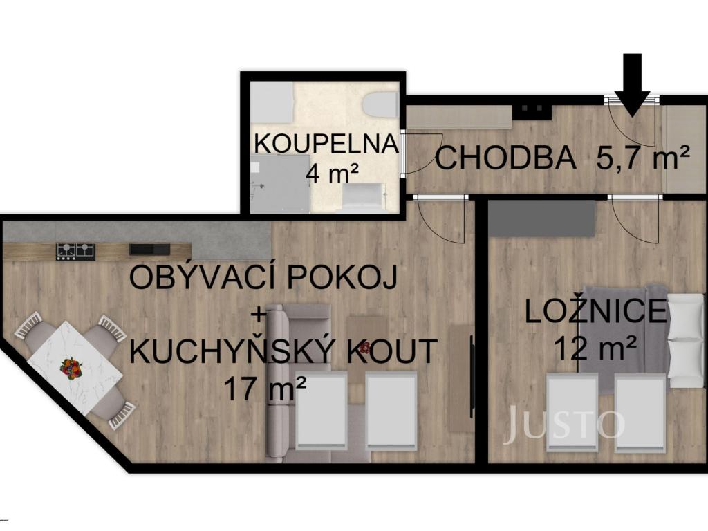 Pronájem bytu 2+kk 39 m2