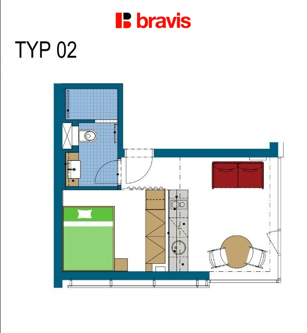 Pronájem bytu 1+kk 24 m2, Brno – náhled fotky 4
