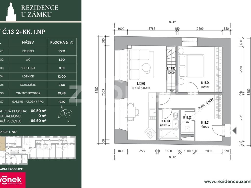 Prodej bytu 2+kk 70 m2