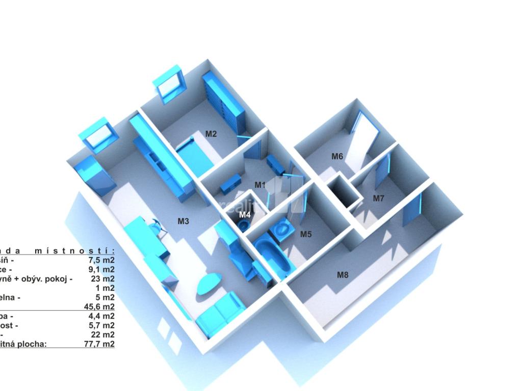 Prodej bytu 1+1 77 m2