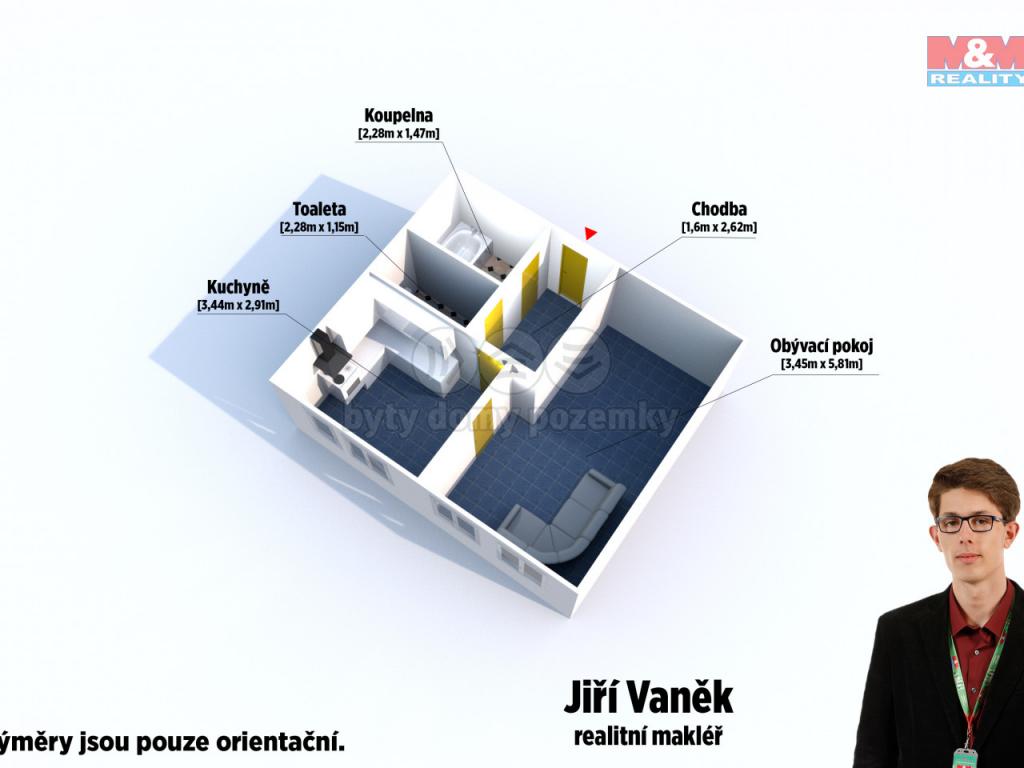 Pronajem bytu 1+1 42 m2