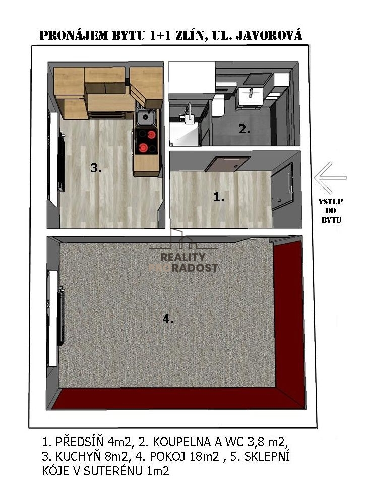 Pronájem bytu 1+1 35 m2