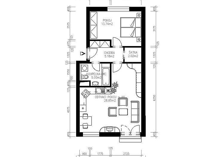 Pronájem bytu 2+kk 57 m2