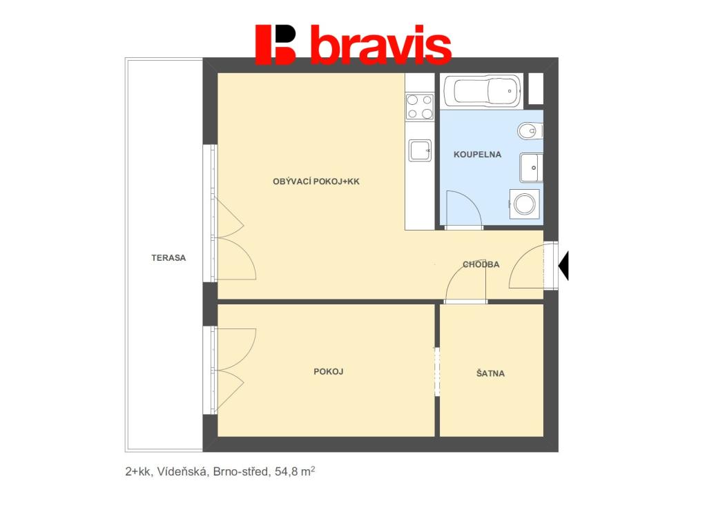 Pronájem bytu 2+kk 55 m2