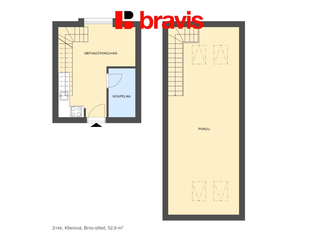 Pronájem bytu 2+kk 53 m2