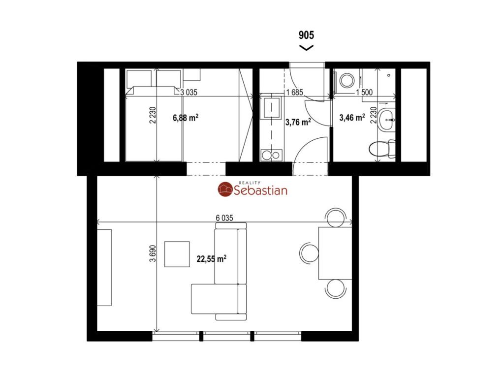 Pronájem bytu 1+1 36 m2