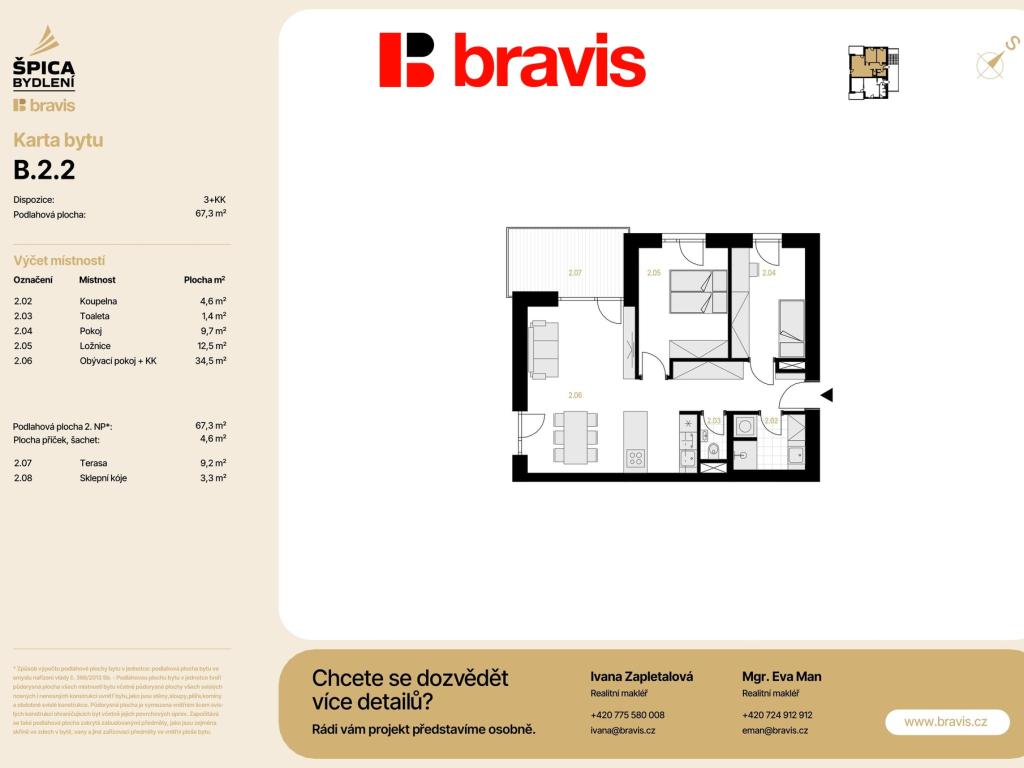 Prodej bytu 3+kk 70 m2