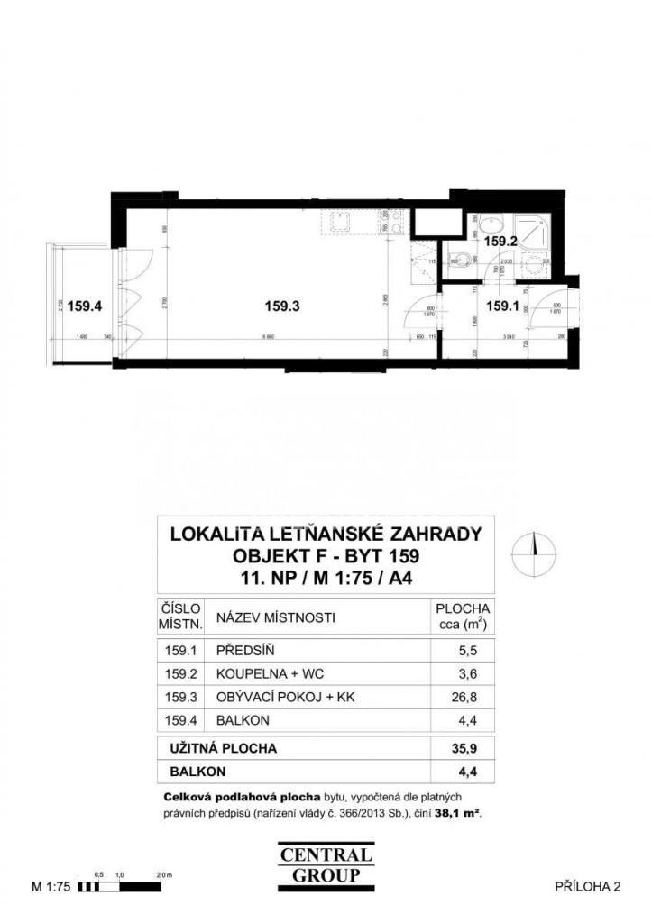 Prodej bytu 1+kk 38 m2